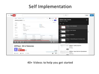 Self Implementation
40+ Videos to help you get started
 