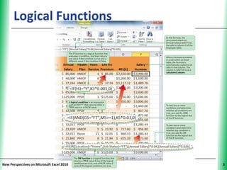 Logical Functions                    XP




New Perspectives on Microsoft Excel 2010        3
 