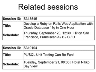 Fast Web Applications Development with Ruby on Rails on Oracle