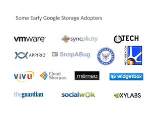 Some Early Google Storage Adopters 
 