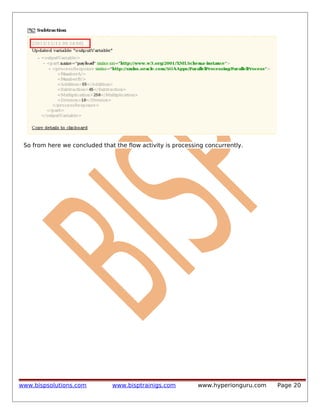 So from here we concluded that the flow activity is processing concurrently.

www.bispsolutions.com

www.bisptrainigs.com

www.hyperionguru.com

Page 20

 