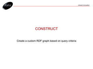 CONSTRUCT Create a custom RDF graph based on query criteria 