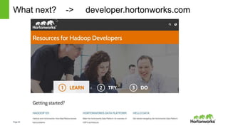 Page48 © Hortonworks Inc. 2011 – 2015. All Rights Reserved
What next? -> developer.hortonworks.com
 