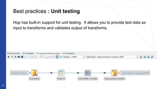 © 2022 Neo4j, Inc. All rights reserved.
34
Best practices : Unit testing
Hop has built-in support for unit testing. It allows you to provide test data as
input to transforms and validates output of transforms.
 
