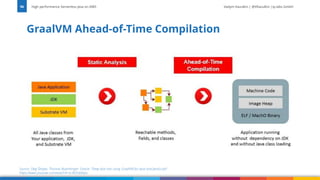 Vadym Kazulkin | @VKazulkin |ip.labs GmbH
GraalVM Ahead-of-Time Compilation
High performance Serverless Java on AWS
96
Source: Oleg Šelajev, Thomas Wuerthinger, Oracle: “Deep dive into using GraalVM for Java and JavaScript”
https://www.youtube.com/watch?v=a-XEZobXspo
 