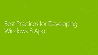 Develop High Performance Windows 8 Application with HTML5 and JavaScriptHigh perfw8appdevv1