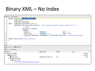 Binary XML – No Index
 