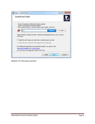 PREPARED BY RAVI KUMAR LANKE Page 8
REMOVE THE TICKS AND CLICK NEXT
 
