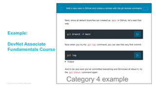 © 2022 Cisco and/or its affiliates. All rights reserved.
Example:
DevNet Associate
Fundamentals Course
Category 4 example
 