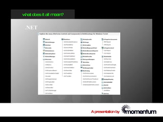 w does it all m
 hat           ean?


 .NET




                      A presentation by
 