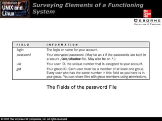 Surveying Elements of a Functioning System The Fields of the password File 