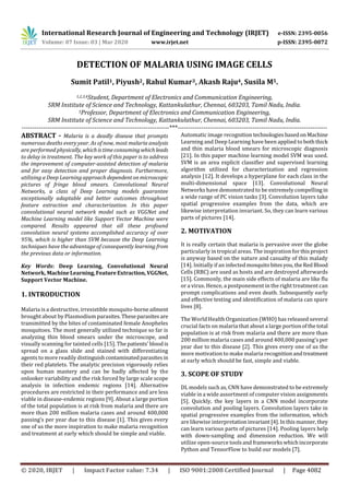 IRJET - Detection of Malaria using Image Cells