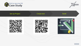 Create test
Set Up Project
Case Study
Build Vue app using TDD
Build
 