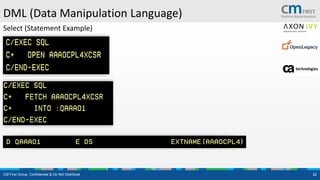 CM First Group. Confidential & Do Not Distribute 22
DML (Data Manipulation Language)
Select (Statement Example)
 