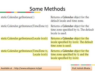 Some Methods




Available at : http://www.asbspace.in/ppt   Prof. Ashish Bhatia
 