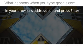 .. in your browser’s address bar and press Enter
What happens when you type google.com…
Source: https://github.com/alex/what-happens-when
 