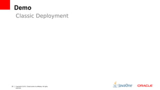 Demo 
Classic Deployment 
22 Copyright © 2012, Oracle and/or its affiliates. All rights 
reserved. 
 