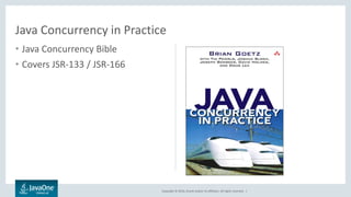 Copyright © 2016, Oracle and/or its affiliates. All rights reserved. |
Java Concurrency in Practice
• Java Concurrency Bible
• Covers JSR-133 / JSR-166
 