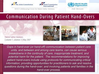 Joint Commission and Patients for Patient Safety