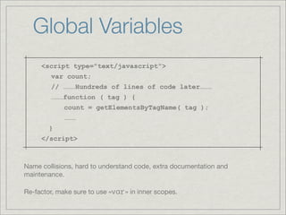 Things to avoid in JavaScript