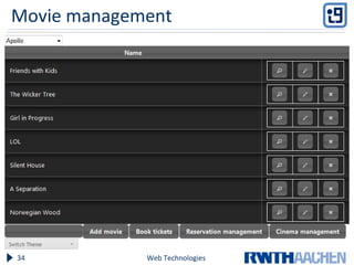 Movie management
Web Technologies34
 