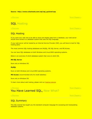 Learning sql from w3schools