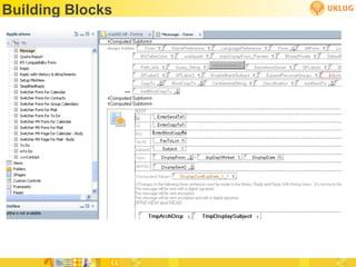 Building Blocks
 •   Forms
 •   Views
 •   Subforms
 •   Framesets
 •   Outlines
 •   Pages
 