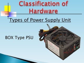 Types of Power Supply Unit
BOX Type PSU
 