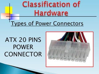 Types of Power Connectors
ATX 20 PINS
POWER
CONNECTOR
 