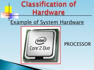Example of System Hardware
PROCESSOR
 