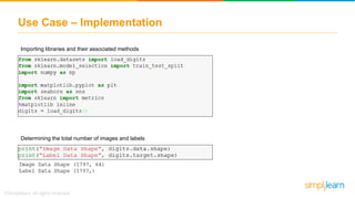 Use Case – Implementation
Importing libraries and their associated methods
Determining the total number of images and labels
 