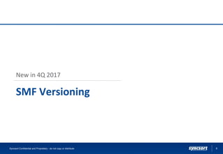 8Syncsort Confidential and Proprietary - do not copy or distribute
SMF Versioning
New in 4Q 2017
 