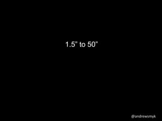 @andrewsmyk 
1.5” to 50” 
 