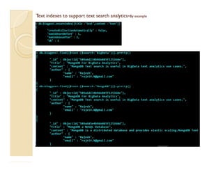 TTextext indexesindexes to support text searchto support text search analyticsanalytics--By exampleBy example
 