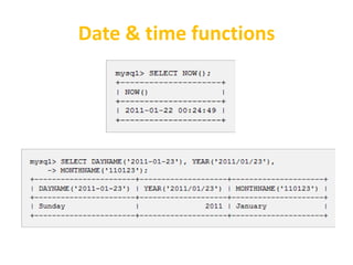 Date & time functions
 