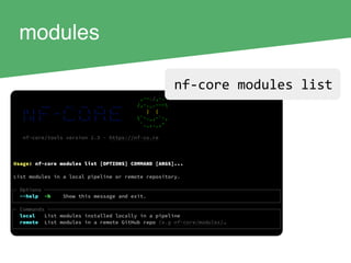 modules
nf-core modules list
 