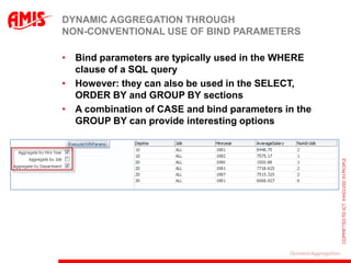 Purpose of triggersSet default values on new recordsif :new.job=‘SALESMAN’ then :new.comm = 1000Calculate & Derive values upon insert, update or deleteNotify third parties of data manipulationPerform complex validation on the data changes applied by the transactionPer Department: Max Salary < 1.8 * AveragePer Manager: #subordinates < 15
