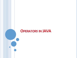 Operators in JAVA