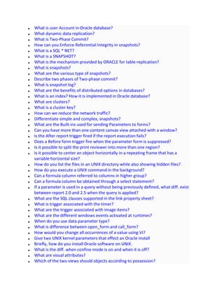 Oracle dba  faq