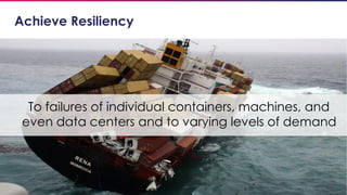 10
Achieve Resiliency
To failures of individual containers, machines, and
even data centers and to varying levels of demand
 