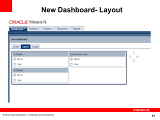 61
New Dashboard- Layout
© 2012 Oracle Corporation – Proprietary and Confidential
 