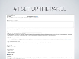 #1 SET UPTHE PANEL
 