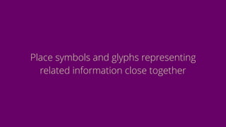 Place symbols and glyphs representing
related information close together
 