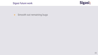 Sigasi future work
● Smooth out remaining bugs
33
 