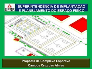SUPERINTENDÊNCIA DE IMPLANTAÇÃO E PLANEJAMENTO DO ESPAÇO FÍSICO Proposta de Complexo Esportivo Campus Cruz das Almas 