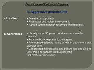 Classification of  Gingival DiseasesNon-plaque-induced gingival lesions3. Gingival diseases of fungal origina. candidal infections  1) generalized gingival candidosisb. linear gingival erythemac. histoplasmosisd. other4. Gingival lesions of genetic origina. hereditary gingival fibromatosisb. other