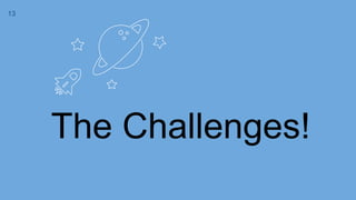 The Challenges!
13
 