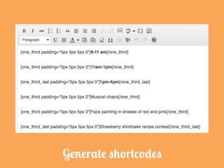 Generate shortcodes
 