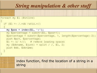 String manipulation & other stuff index function, find the location of a string in a string 