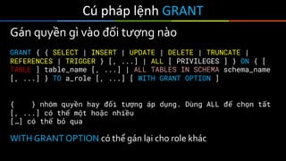 CREATE ROLE jack WITH LOGIN PASSWORD 'abc'
VALID UNTIL '2018-01-01';
ALTER ROLE jack CREATEROLE CREATEDB;
ALTER ROLE jack NOLOGIN;
DROP ROLE jack;
 